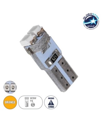 GloboStar® T5 81027 Λάμπα Αυτοκινήτου LED 2xSMD1210 0.6W 72lm 120° DC 12-16V IP20 Φ0.7 x Υ1.7cm Πορτοκαλί